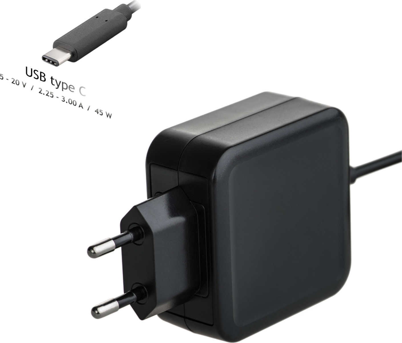 Akyga USB-C Universal Φορτιστής Laptop 45W 20V 3A με Αντάπτορα Τροφοδοσίας - Image 1