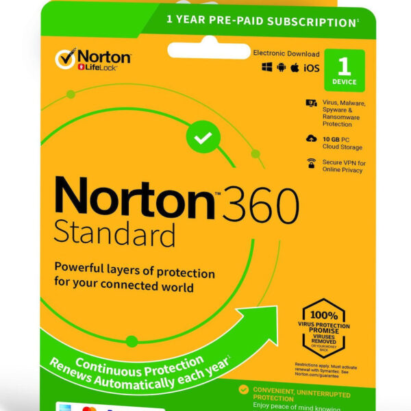 Norton 360 Standard για 1 Συσκευή και 1 Έτος Χρήσης (Ηλεκτρονική Άδεια)