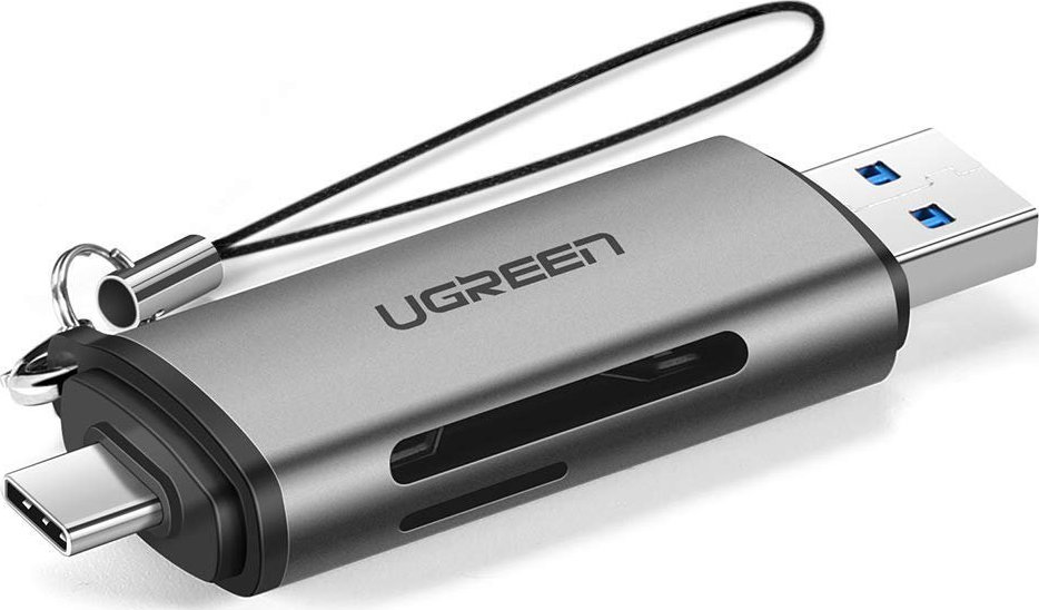 20190905145328_ugreen_2_in_1_usb_3_0_usb_c_card_reader Ugreen Card Reader Type-C για SD/microSD Γκρι - Image 1