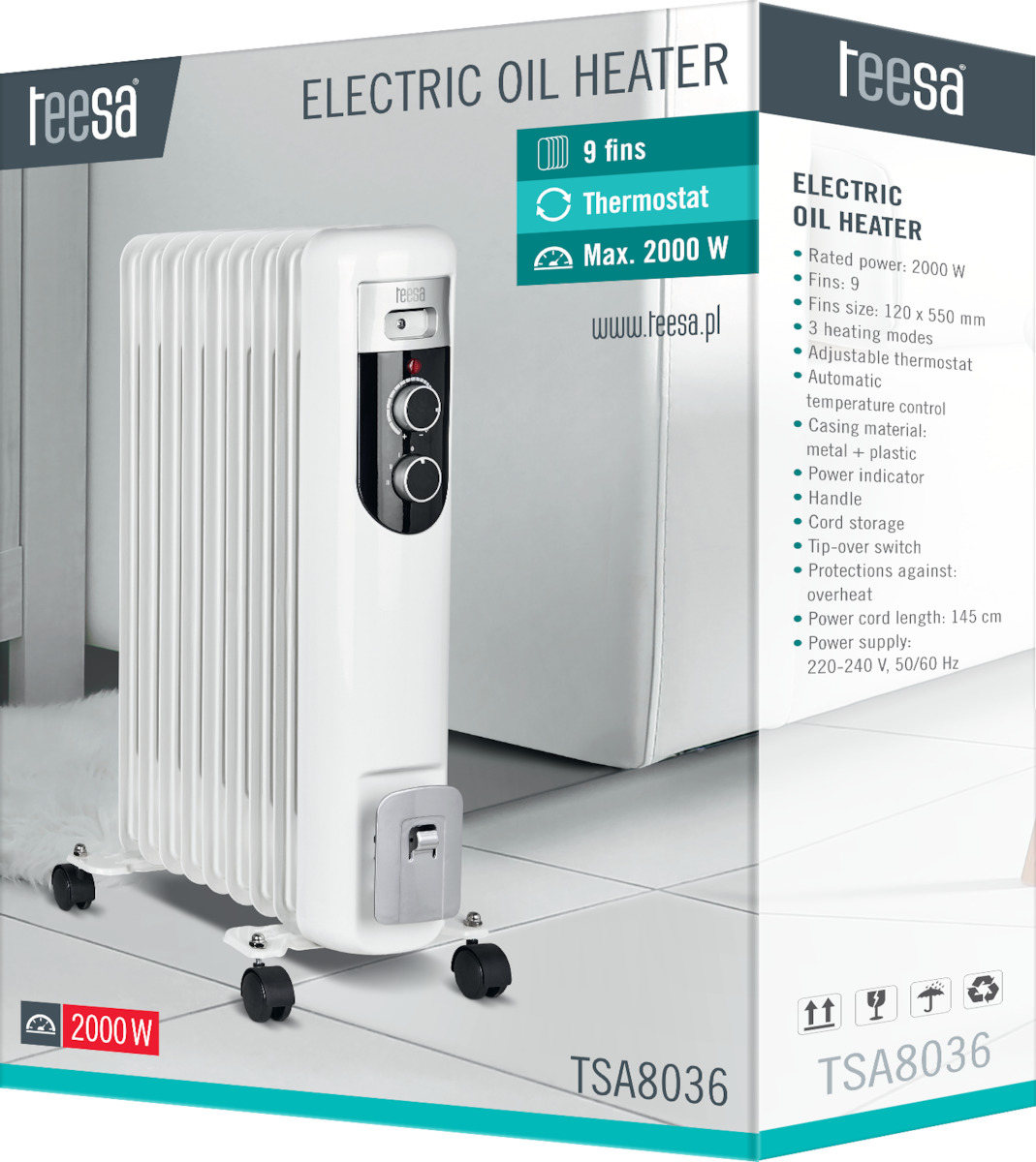 20191223130738_e8bb4eea Teesa Καλοριφέρ Λαδιού με 9 Φέτες 2000W - Image 4