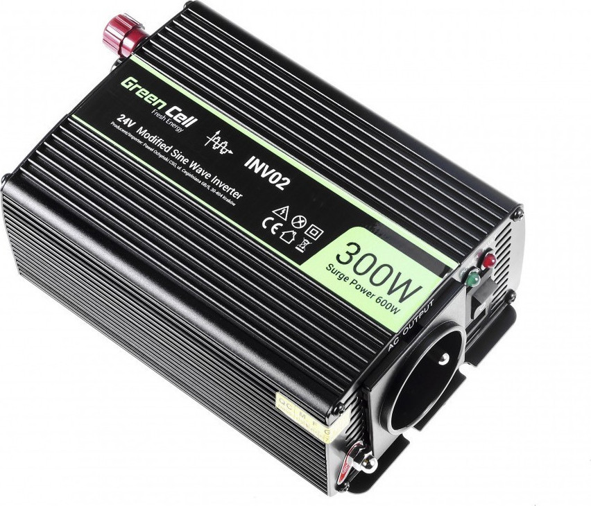 20200127121710_green_cell_car_power_inverter_24v_to_230v_300w_600w Green Cell Car Power Inverter Αυτοκινήτου Τροποποιημένου Ημιτόνου 600W για Μετατροπή 24V DC σε 230V AC με 1xUSB - Image 1