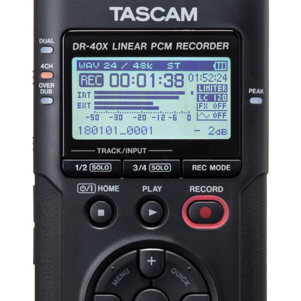 Tascam DR-40X Πολυκάναλος Ψηφιακός Φορητός Εγγραφέας Μπαταρίας/Ρεύματος για Εγγραφή σε Κάρτα Μνήμης με Διάρκεια Εγγραφής 18 Ώρες, Phantom Power και Τροφοδοσία USB