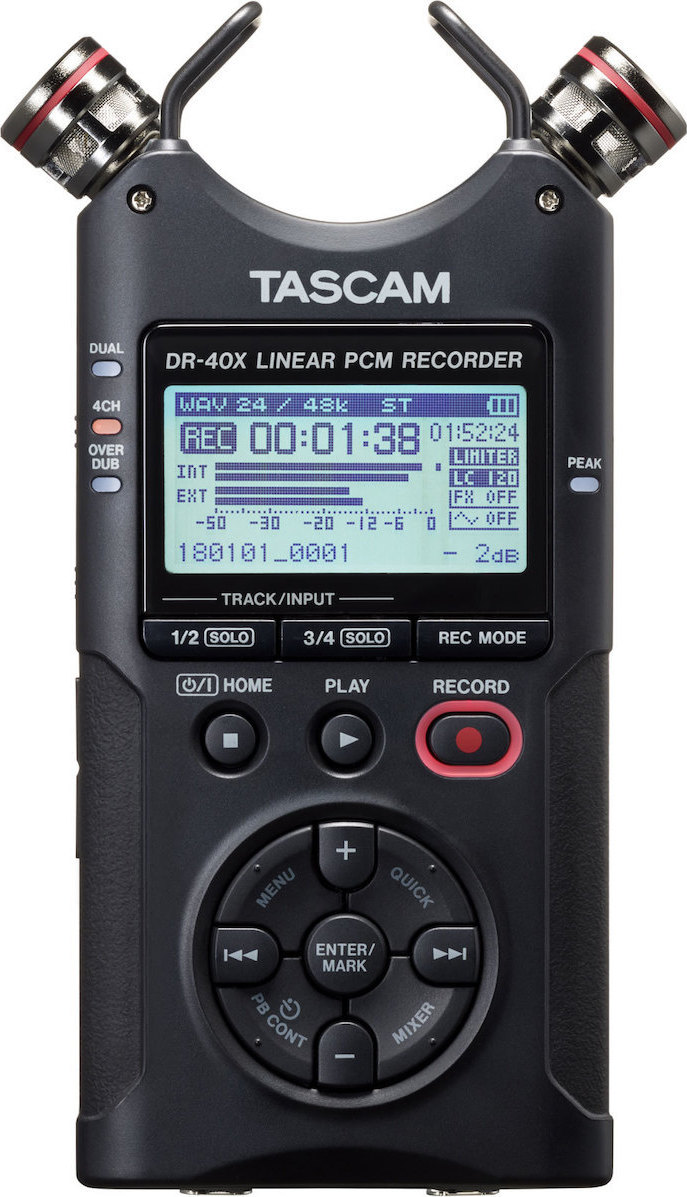 20200219165715_tascam_dr_40x Tascam DR-40X Πολυκάναλος Ψηφιακός Φορητός Εγγραφέας Μπαταρίας/Ρεύματος για Εγγραφή σε Κάρτα Μνήμης με Διάρκεια Εγγραφής 18 Ώρες, Phantom Power και Τροφοδοσία USB - Image 1