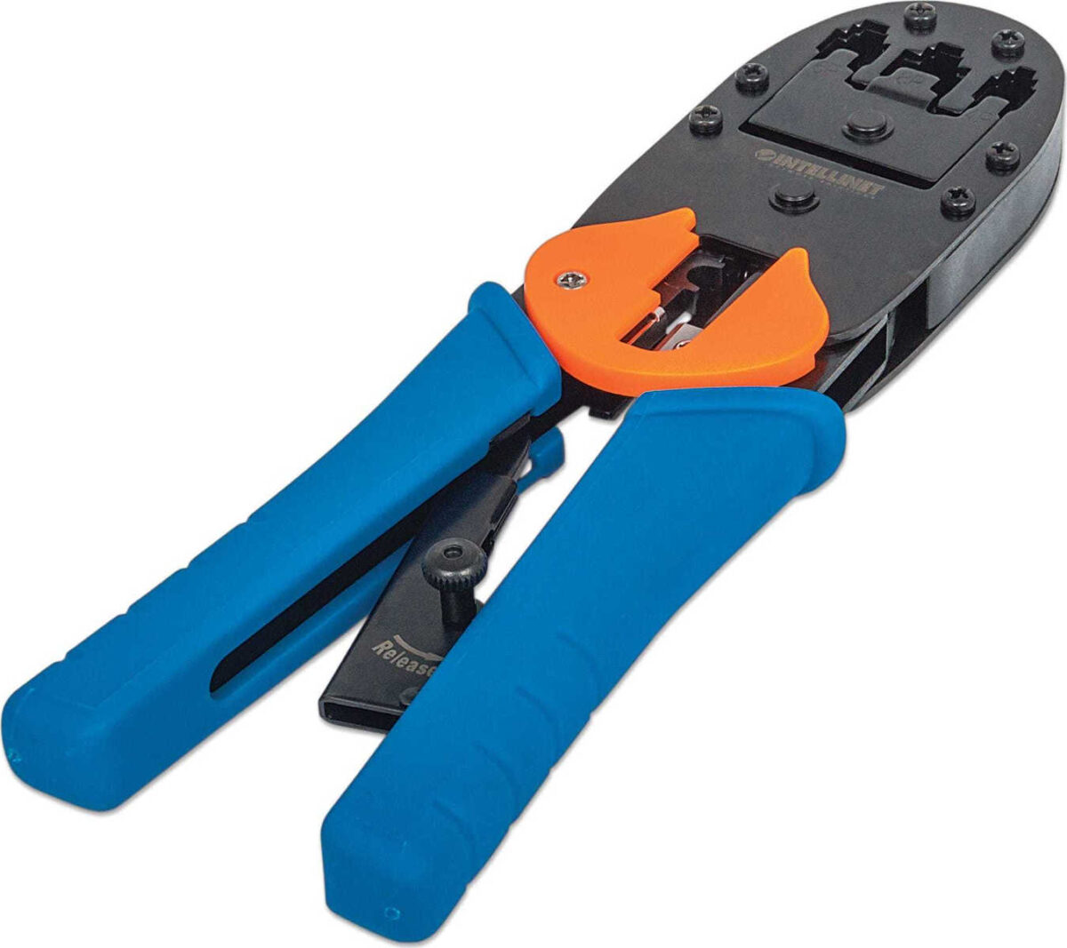 Intellinet Πρέσα Ακροδεκτών Δικτύου RJ12, RJ11, RJ45 με Απογυμνωτή, Μηχανισμό Καστάνιας και Μόνωση (Μήκος 180mm) - Image 1