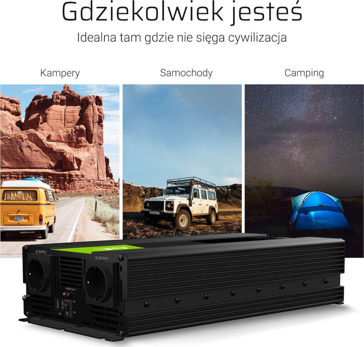 Green Cell Inverter Αυτοκινήτου Καθαρού Ημιτόνου 1500W για Μετατροπή 24V DC σε 230V AC με 1xUSB - Image 2