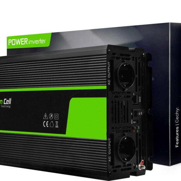 Green Cell Inverter Αυτοκινήτου Καθαρού Ημιτόνου 1500W για Μετατροπή 24V DC σε 230V AC με 1xUSB