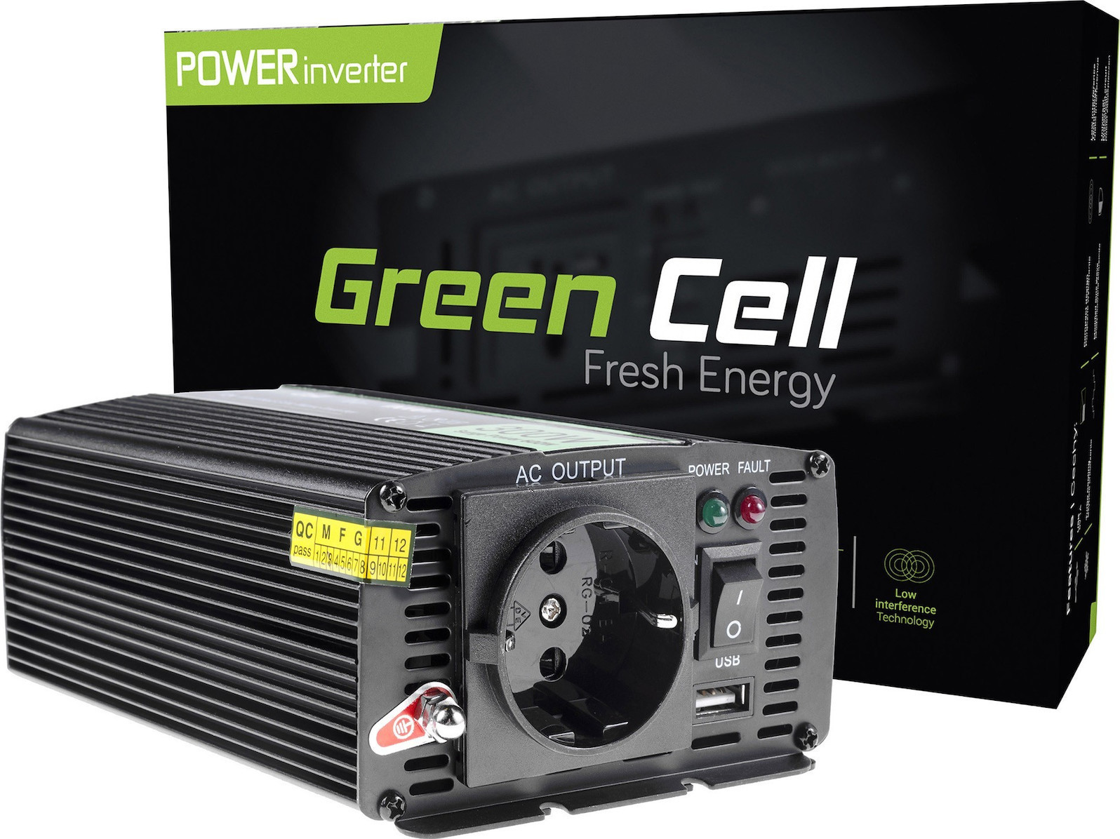 20200623113306_green_cell_car_power_inverter_inverter_12v_to_230v Green Cell Inverter Αυτοκινήτου Τροποποιημένου Ημιτόνου 300W για Μετατροπή 12V DC σε 230V AC με 1xUSB - Image 1