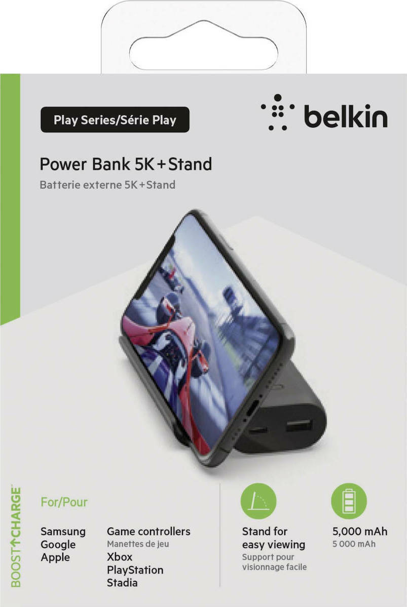 20200805133003_belkin_boost_charge_power_bank_5000mah_mayro Belkin Boost Charge + Stand Play Series 5000mAh 12W Μαύρο - Image 1