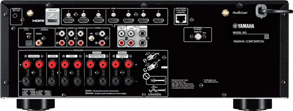 Yamaha RX-V6A Ραδιοενισχυτής Home Cinema 4K/8K 7.2 Καναλιών 100W/8Ω 160W/6Ω με HDR και Dolby Atmos Μαύρος - Image 3