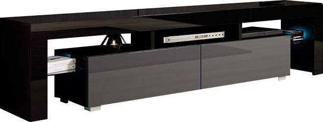 Έπιπλο Τηλεόρασης Ξύλινο Toro Μαύρο Γκρι Μ200xΠ45xΥ45cm 161460159