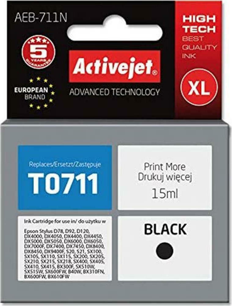 Active Jet Συμβατό Μελάνι Εκτυπωτή InkJet Epson T0711/T0891 15ml Μαύρο