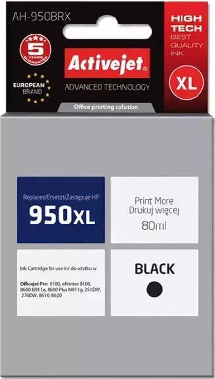 Active Jet Συμβατό Μελάνι Εκτυπωτή InkJet HP 950XL CN045AE 80ml Μαύρο