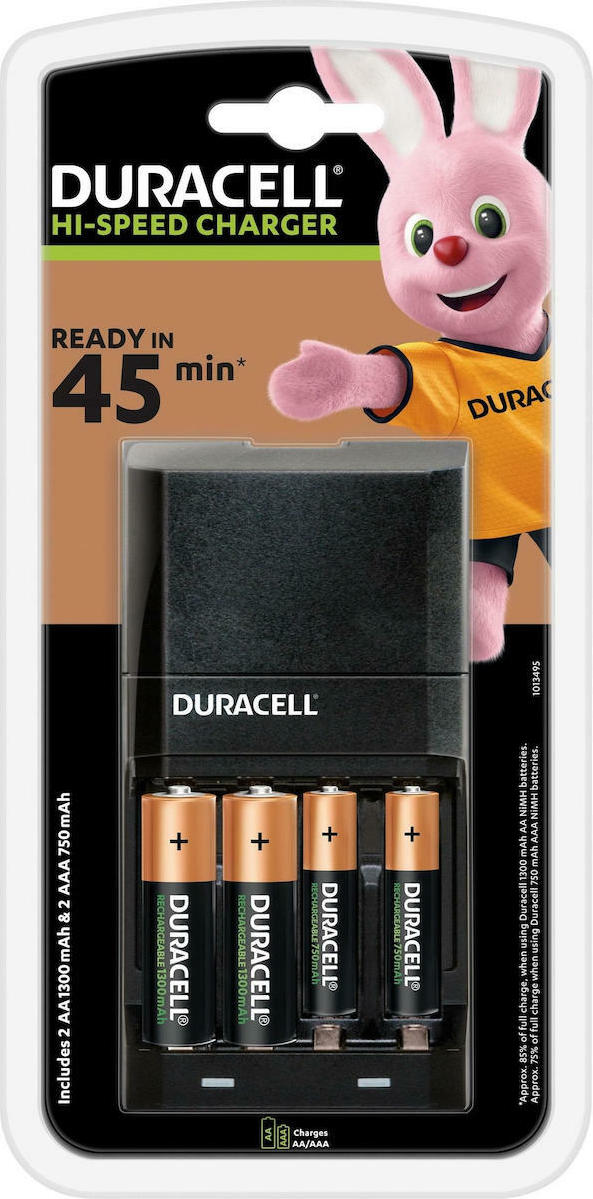 20201201161825_duracell_cef27 Duracell CEF27 Φορτιστής 4 Μπαταριών Ni-MH Μεγέθους AA/AAA Σετ με 2x AA 1300mAh και 2x AAA 750mAh - Image 1