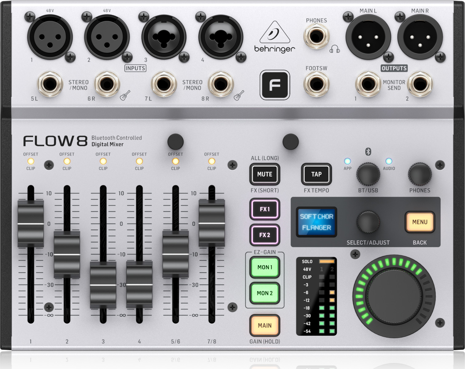 Behringer Flow 8 Ψηφιακή Κονσόλα 8 Καναλιών με Phantom Power & 4 Εισόδους XLR & Bluetooth