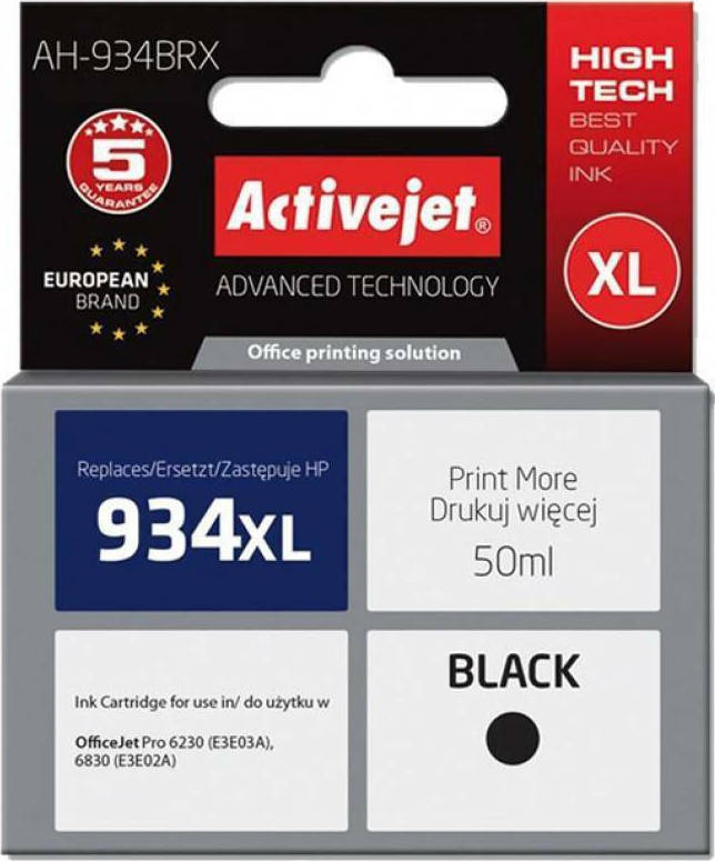 Active Jet Συμβατό Μελάνι Εκτυπωτή InkJet HP 934XL C2P23AE 50ml Μαύρο