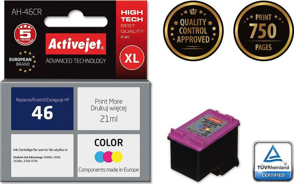 Active Jet Συμβατό Μελάνι Εκτυπωτή InkJet HP 46 CZ638AE 21ml Πολλαπλό (Color) 1τμχ