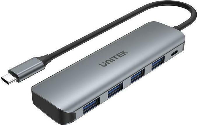 Unitek uHUB P5+ USB 3.2 Hub 5 Θυρών με σύνδεση USB-C Γκρι