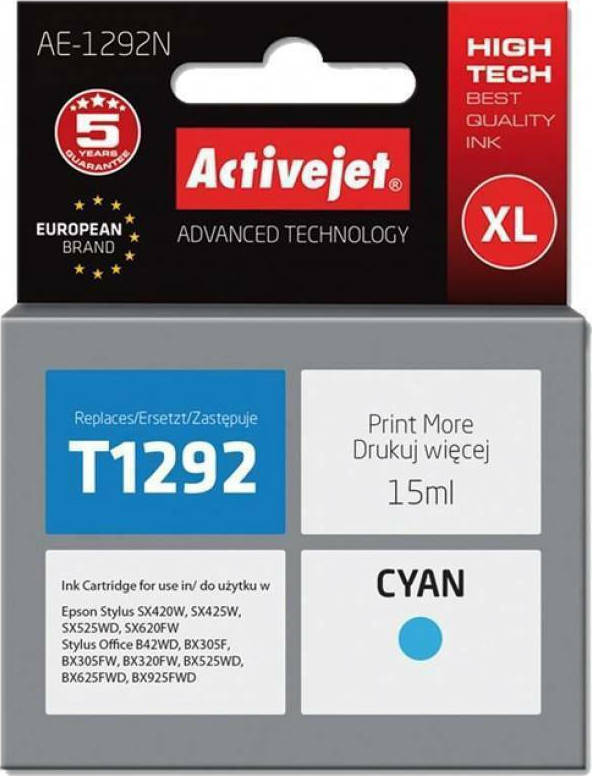 Active Jet Συμβατό Μελάνι Εκτυπωτή InkJet Epson T1292 15ml Κυανό