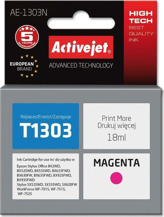 Active Jet Συμβατό Μελάνι Εκτυπωτή InkJet Epson T1303 18ml Ματζέντα