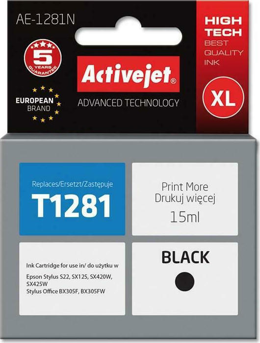Active Jet Συμβατό Μελάνι Εκτυπωτή InkJet Epson T1281 15ml Μαύρο