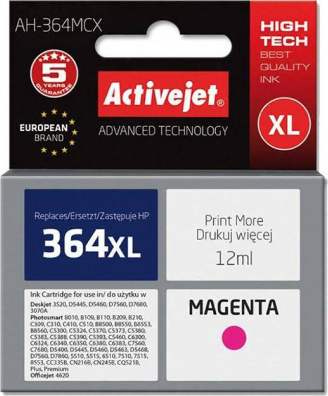 Active Jet Συμβατό Μελάνι Εκτυπωτή InkJet HP 364XL CB324EE 12ml Ματζέντα