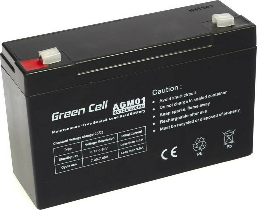 Green Cell με Χωρητικότητα 12Ah και Τάση 6V AGM01 1τμχ