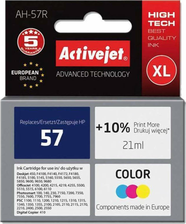 Active Jet Συμβατό Μελάνι Εκτυπωτή InkJet HP 57 C6657A 21ml Πολλαπλό (Color)