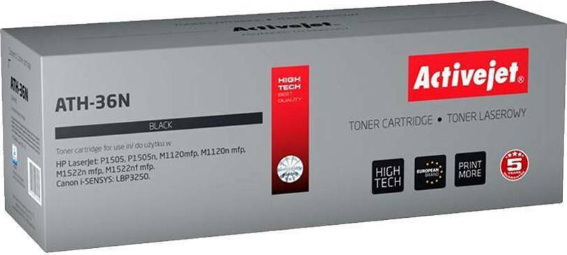 Active Jet Συμβατό Toner για Laser Εκτυπωτή HP 36A CB436A / Canon CRG-713 2000 Σελίδων Μαύρο