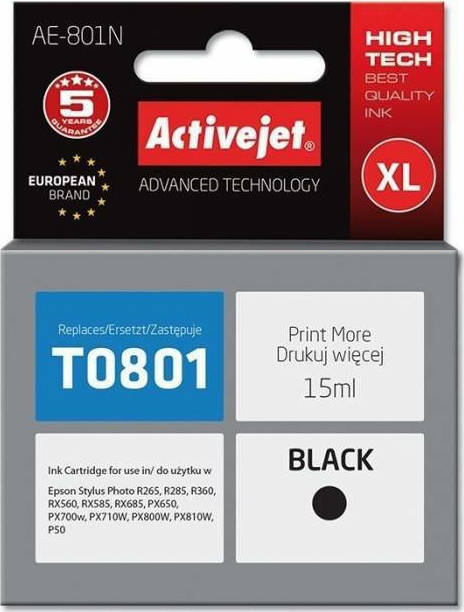 Active Jet Συμβατό Μελάνι Εκτυπωτή InkJet Epson T0801 15ml Μαύρο