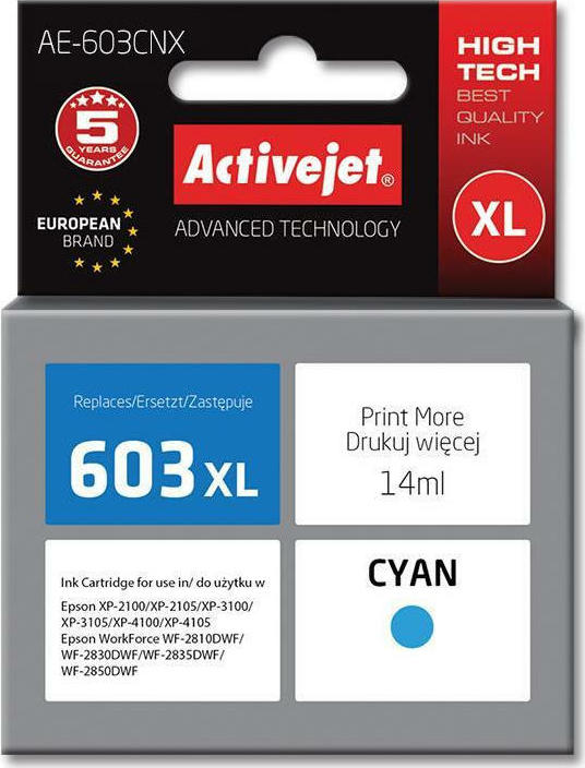 Active Jet Συμβατό Μελάνι Εκτυπωτή InkJet Epson 603XL C13T03A24 14ml Κυανό