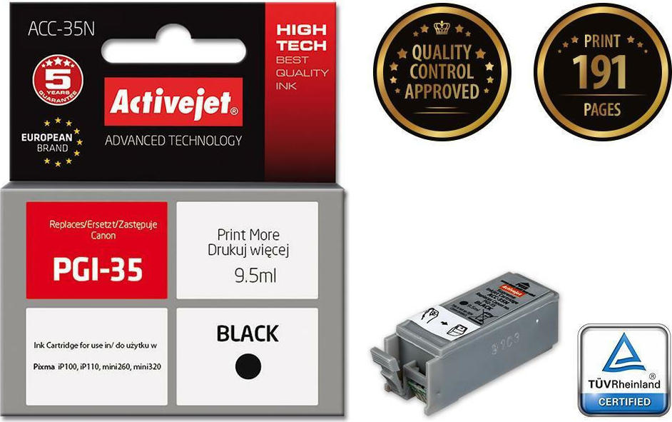 Active Jet Συμβατό Μελάνι Εκτυπωτή InkJet Canon PGI-35 9.5ml Μαύρο