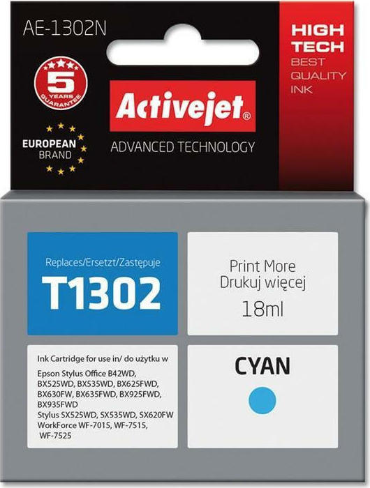 Active Jet Συμβατό Μελάνι Εκτυπωτή InkJet Epson T1302 18ml Κυανό