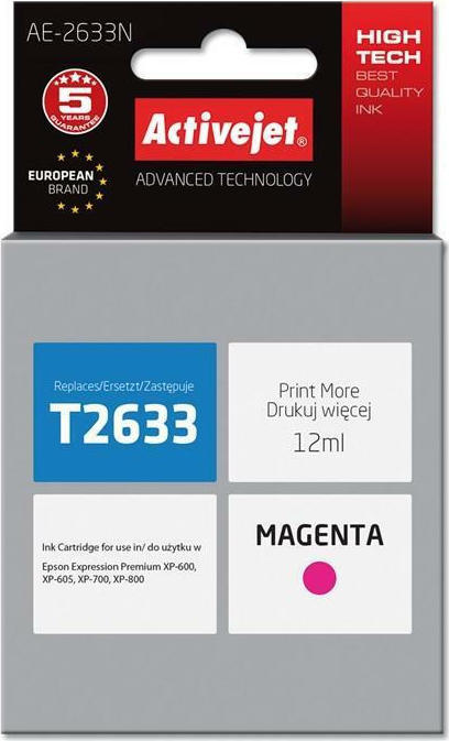 Active Jet Συμβατό Μελάνι Εκτυπωτή InkJet Epson T2633 12ml Ματζέντα