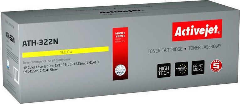Active Jet Συμβατό Toner για Laser Εκτυπωτή HP 128A CE322A 1300 Σελίδων Κίτρινο