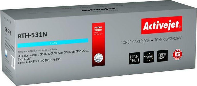 Active Jet Συμβατό Toner για Laser Εκτυπωτή HP 304A CC531A / Canon CRG-718C 3200 Σελίδων Κυανό