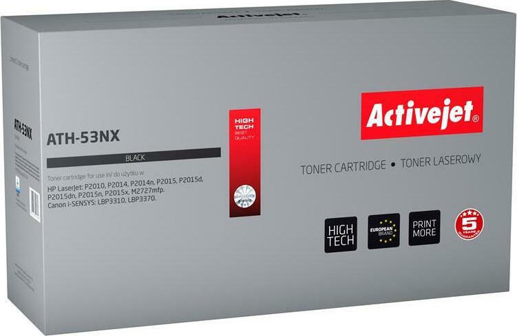 Active Jet Συμβατό Toner για Laser Εκτυπωτή HP 53X Q7553X / Canon CRG-715H 7900 Σελίδων Μαύρο