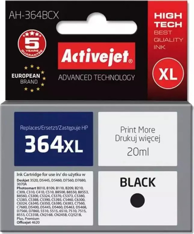 Active Jet Συμβατό Μελάνι Εκτυπωτή InkJet HP 364XL CN684EE 20ml Μαύρο