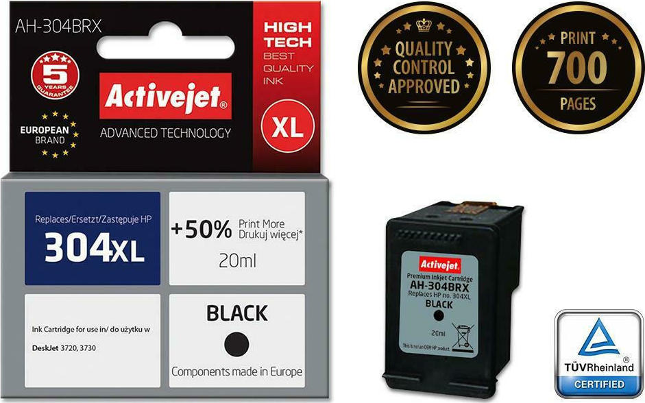 Active Jet Συμβατό Μελάνι Εκτυπωτή InkJet HP 304XL N9K08AE 300 Σελίδων 20ml Μαύρο 1τμχ