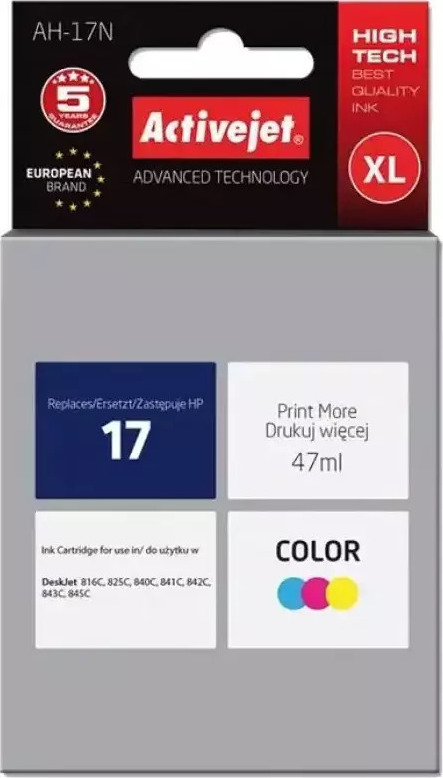 Active Jet Συμβατό Μελάνι Εκτυπωτή InkJet HP 17 C6625A 47ml Πολλαπλό (Color) 1τμχ