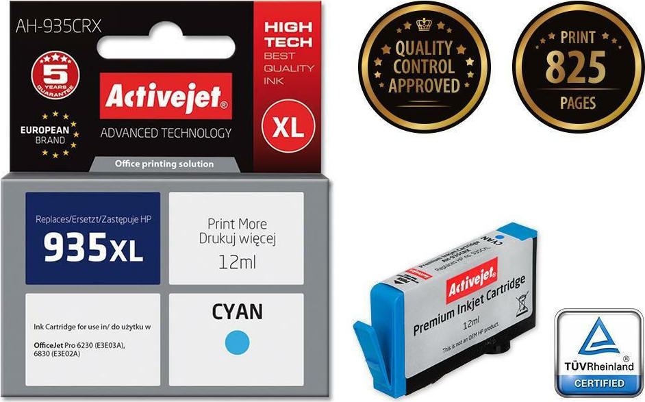 Active Jet Συμβατό Μελάνι Εκτυπωτή InkJet HP 935XL C2P24AE 12ml Κυανό