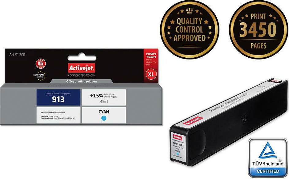 Active Jet Συμβατό Μελάνι Εκτυπωτή InkJet HP 913 F6T77AE 913 Σελίδων 45ml Κυανό 1τμχ