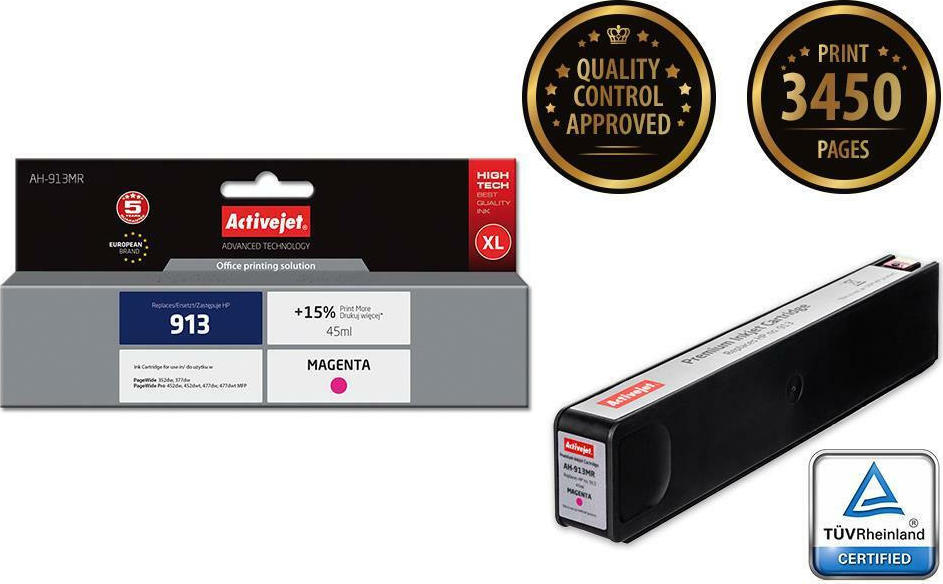 Active Jet Συμβατό Μελάνι Εκτυπωτή InkJet HP 913 F6T78AE 45ml Ματζέντα 1τμχ