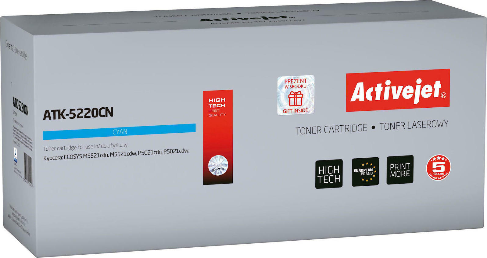 Active Jet Συμβατό Toner για Laser Εκτυπωτή Kyocera TK-5220C 1200 Σελίδων Κυανό