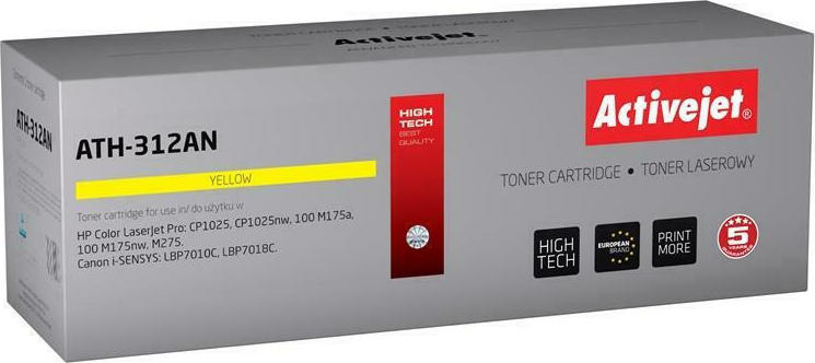 Active Jet Συμβατό Toner για Laser Εκτυπωτή HP 126A CE312A / Canon CRG-729Y 1000 Σελίδων Κίτρινο