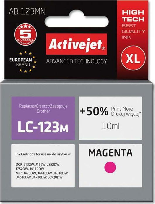 Active Jet Συμβατό Μελάνι Εκτυπωτή InkJet Brother LC123M/LC121M 10ml Ματζέντα