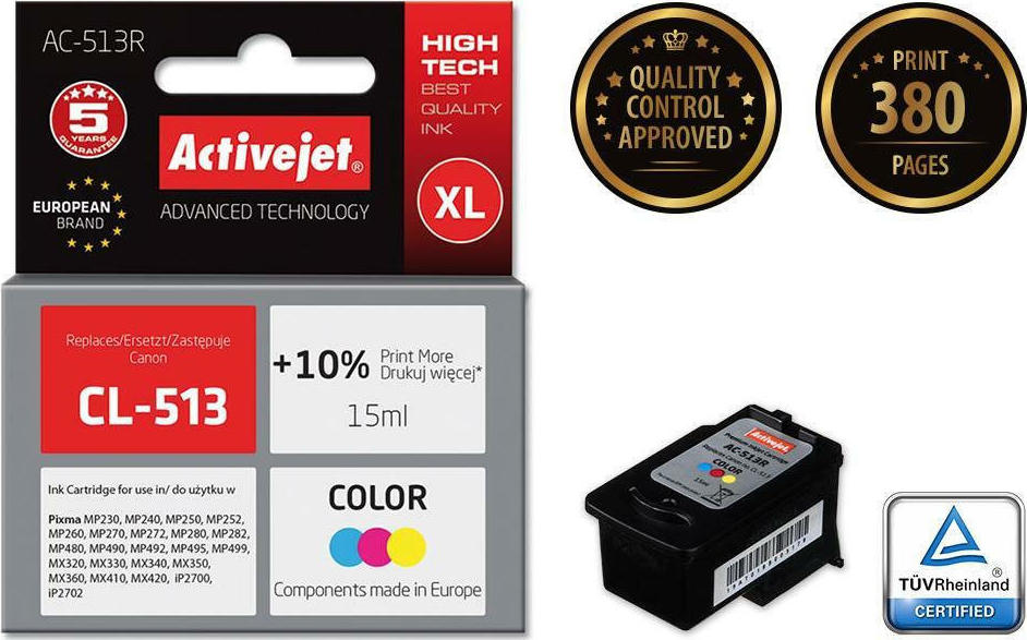 Active Jet Συμβατό Μελάνι Εκτυπωτή InkJet Canon CL-513 15ml Πολλαπλό (Color)