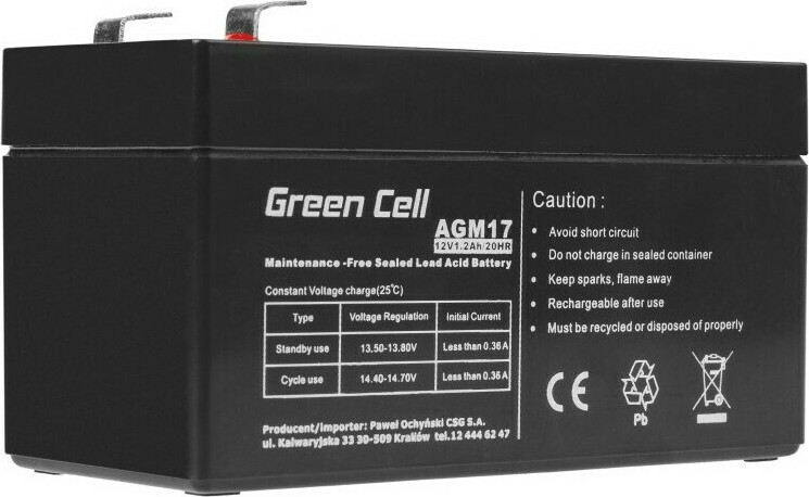 20210209164358_green_cell_mpataria_gia_ups_12v_1_2ah Green Cell με Χωρητικότητα 1.2Ah και Τάση 12V AGM17 1τμχ - Image 1