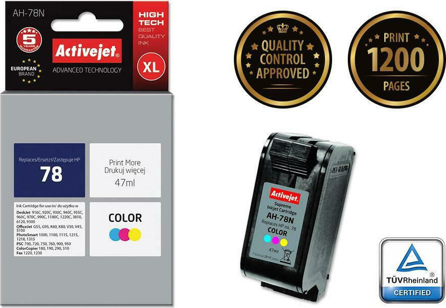 Active Jet Συμβατό Μελάνι Εκτυπωτή InkJet HP 78 C6578D 47ml Πολλαπλό (Color)
