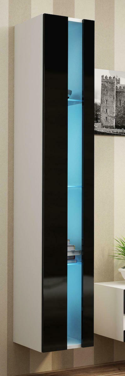 20210302165309_vigo_40x30x180cm_white_black_gloss Vigo Κρεμαστή Βιτρίνα από Μοριοσανίδα - Image 1
