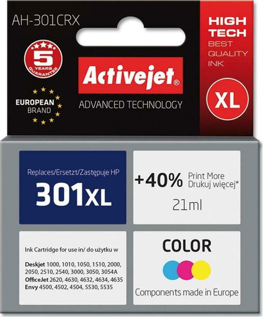 Active Jet Συμβατό Μελάνι Εκτυπωτή InkJet HP 301XL CH564EE 460 Σελίδων 21ml Πολλαπλό (Color)